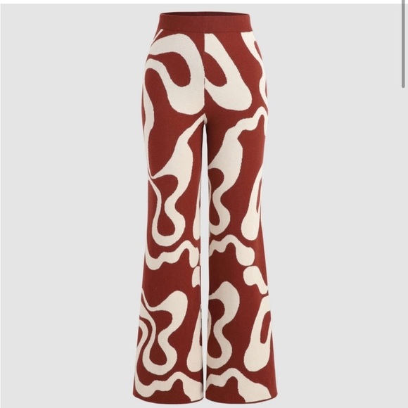 Cider Rust/White Matching Set Retro Pattern Knit Lounge set Size xtra small - Picture 3 of 6